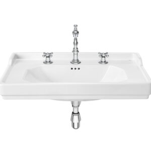 Wall-hung vitreous china sink with 3 tapholes