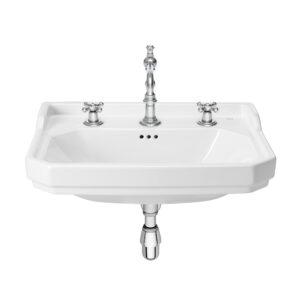 Wall-hung vitreous china sink with 3 tapholes
